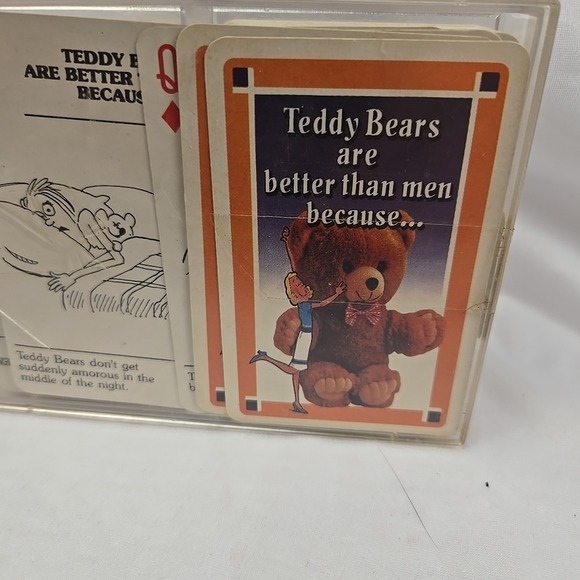 VTG Teddy Bears are Better Than Men Funny Playing Cards Ivory Tower - Picture 5 of 5